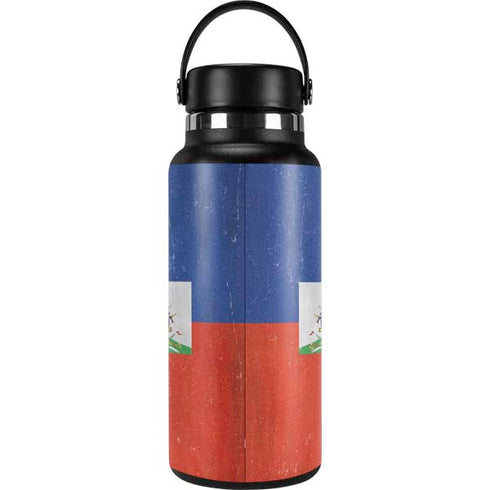 Haiti Flag Distressed Hydro Flask 32oz Wide Mouth Skin